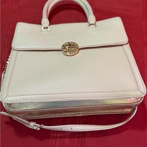 Tory Burch duet chain convertible satchel I dust pink and gold